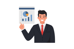 Professional man in a suit presenting business charts in fla Product Image 1