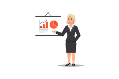 Businesswoman presenting data in a professional setting with Product Image 1
