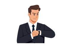 A businessman in a suit checking his watch in a flat vector Product Image 1