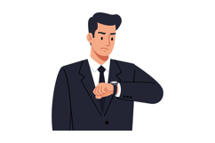Businessman in a suit checking his watch in a minimal flat d Product Image 1