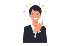 Happy businessman in a suit clapping with a joyful expressio Product Image 1