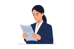 Businesswoman reading a document with a focused expression i Product Image 1