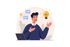 Engaged man presenting ideas enthusiastically with laptop, m Product Image 1