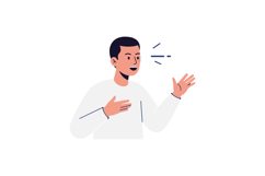 Young man with short hair expressing excitement in a minimal Product Image 1