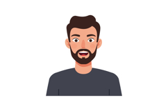 Smiling man with a beard wearing a dark shirt in a flat vect Product Image 1