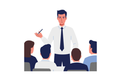 Business meeting scene with a presenter in a white shirt ill Product Image 1