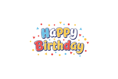Happy Birthday colorful typography with confetti celebration Product Image 1