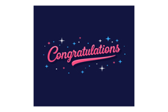 Congratulations text with sparkling stars on dark background Product Image 1