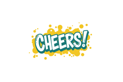 Cheers word design with yellow splash background vector illu Product Image 1