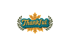Thankful typography with autumn leaves and laurel wreath sea Product Image 1