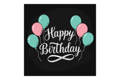 Happy birthday celebration with pink and teal balloons on bl Product Image 1