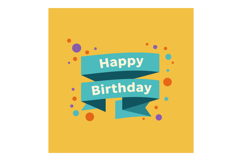 Happy birthday blue ribbon banner with colorful confetti on Product Image 1