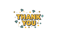 Thank you text with yellow and teal diamonds decorative vect Product Image 1