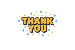 Thank You Text with Yellow and Blue Confetti Decorative Vect Product Image 1