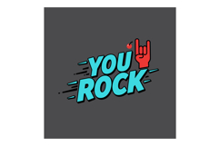 You Rock hand gesture phrase bright blue and red vector illu Product Image 1