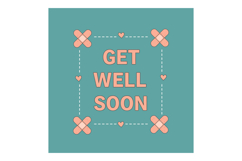 Get Well Soon Card Design with Bandage and Heart Elements in Product Image 1