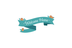 Welcome Home Ribbon Banner with Small Houses Decorative Real Product Image 1