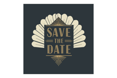 Save the date vintage art deco style invitation design in be Product Image 1