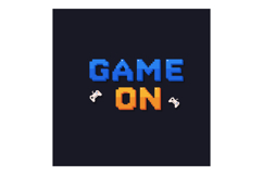 Game on pixel art text with game controllers retro style gam Product Image 1