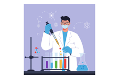 Male Scientist Conducting Chemical Experiment with Test Tube Product Image 1