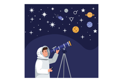 Astronomer looking through telescope at stars planets and me Product Image 1