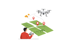 Drone Flying Over Agricultural Fields with GPS Tracking and Product Image 1