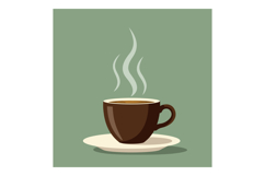 Hot coffee cup on saucer with steam rising illustration in b Product Image 1
