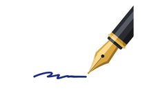 Fountain pen writing blue ink line on white background vecto Product Image 1