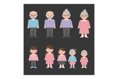 Elderly and young family members in casual clothing vector i Product Image 1