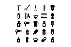 Barber tools and grooming equipment vector icons set for hai Product Image 1