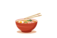 Ramen bowl with egg pork and vegetables vector illustration Product Image 1