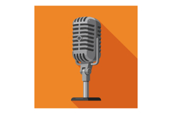 Vintage microphone illustration with long shadow on orange b Product Image 1