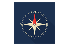 Compass rose navigation symbol with red north pointer on dar Product Image 1