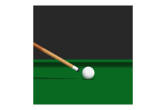 Billiard cue striking white ball on green table with black b Product Image 1