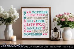 Love Months of the Year Subway SVG Cut file Farmhouse Sign Product Image 1