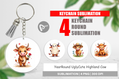 Seasonal Highland Cow Keychain Product Image 1