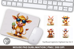 Seasonal Highland Cow Mouse Pad Product Image 1