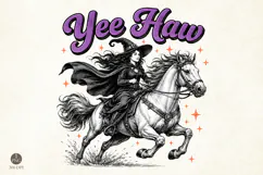 Yee Haw Witch Halloween PNG, Western Cowgirl Horse Shirt Product Image 1