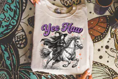 Yee Haw Witch Halloween PNG, Western Cowgirl Horse Shirt Product Image 2