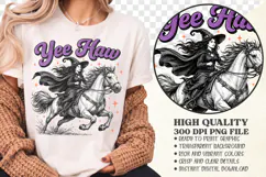 Yee Haw Witch Halloween PNG, Western Cowgirl Horse Shirt Product Image 4