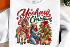 Yeehaw, It’s Christmas Western Cowgirl & Donkey Christmas PN Product Image 2