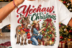 Yeehaw, It’s Christmas Western Cowgirl & Donkey Christmas PN Product Image 3