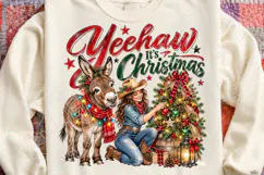 Yeehaw, It’s Christmas Western Cowgirl & Donkey Christmas PN Product Image 4