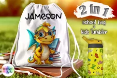 Baby Dinosaur with Books Sublimation | Back to School Print Product Image 1