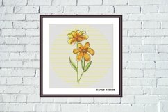 Yellow abstract watercolor flower cross stitch pattern - Tango Stitch
