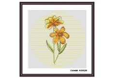 Yellow abstract watercolor flower cross stitch pattern - Tango Stitch