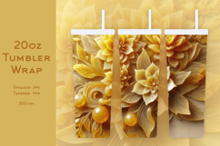 3D Golden Flowers Tumbler Wrap Product Image 1