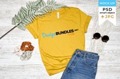Boho t-shirt mockup | Yellow bella canvas 3001 mockup Product Image 1