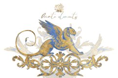 Gold and blue medieval ornaments clip art, Baroque swirl Product Image 4