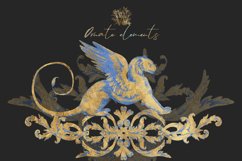 Gold and blue medieval ornaments clip art, Baroque swirl Product Image 5